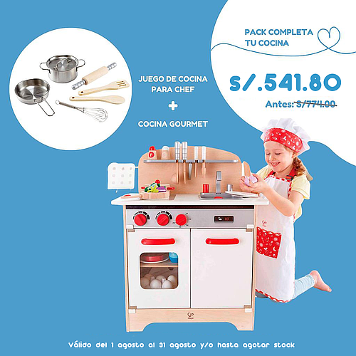 Pack "Completa tu cocina" JUEGO DE COCINA PARA CHEF E3137+COCINA GOURMET BLANCA E3152